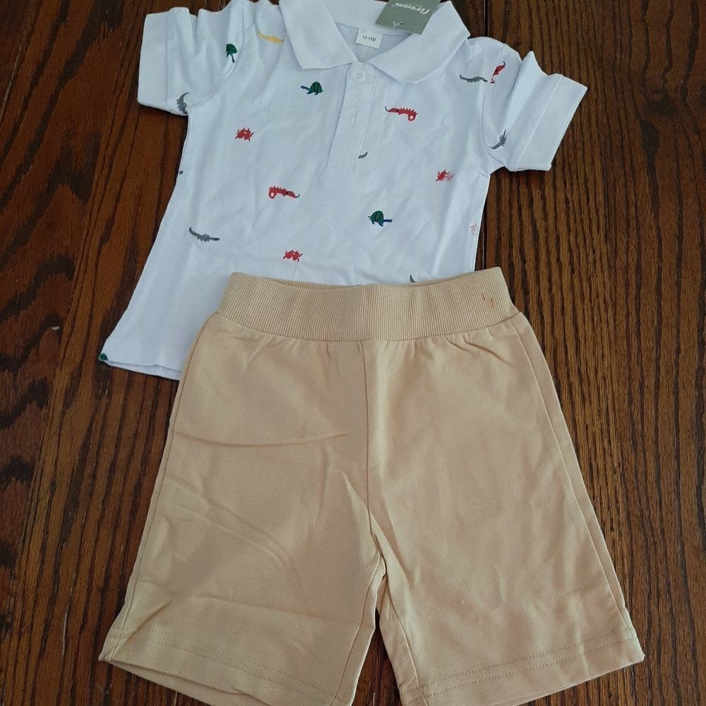 New 12/18 Month Boys Shorts Polo Shirt Set Outfit